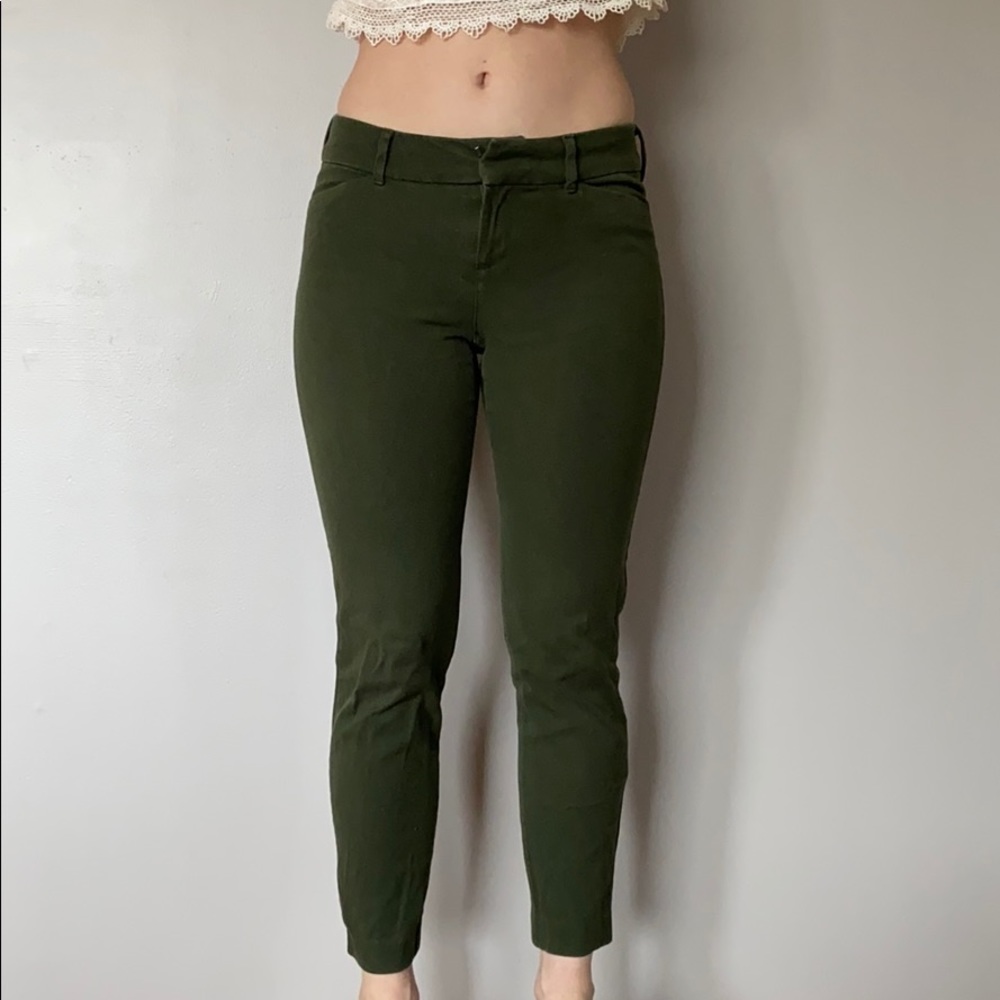 Army green cropped ankle pants